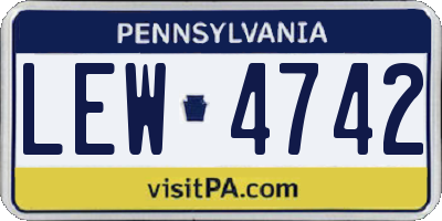 PA license plate LEW4742