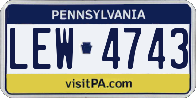 PA license plate LEW4743