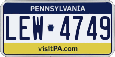 PA license plate LEW4749