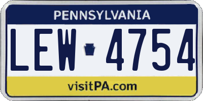 PA license plate LEW4754
