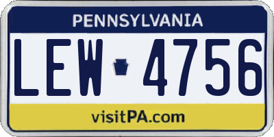 PA license plate LEW4756