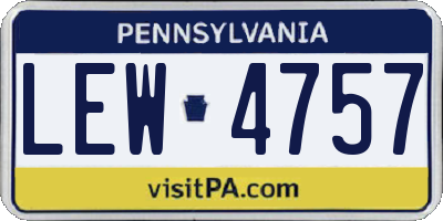 PA license plate LEW4757