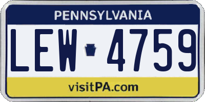 PA license plate LEW4759