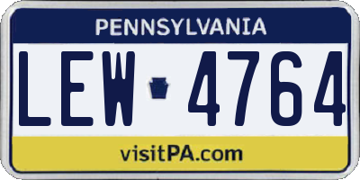 PA license plate LEW4764