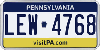 PA license plate LEW4768