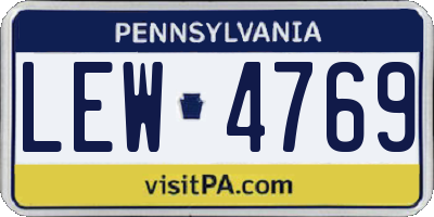 PA license plate LEW4769