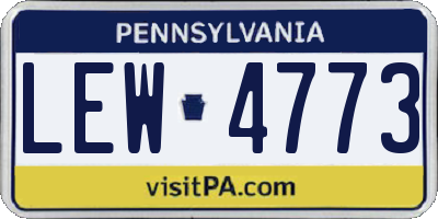 PA license plate LEW4773