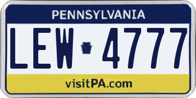 PA license plate LEW4777