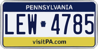 PA license plate LEW4785