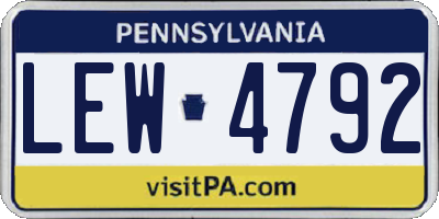 PA license plate LEW4792