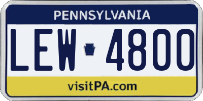 PA license plate LEW4800