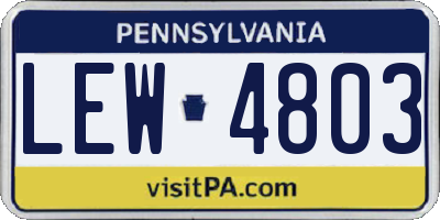 PA license plate LEW4803