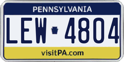 PA license plate LEW4804