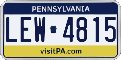 PA license plate LEW4815