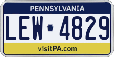 PA license plate LEW4829