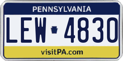 PA license plate LEW4830