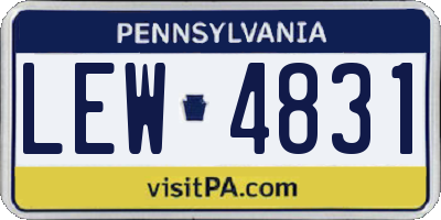 PA license plate LEW4831
