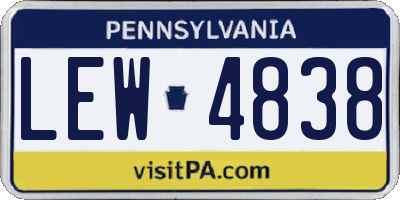 PA license plate LEW4838