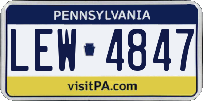 PA license plate LEW4847