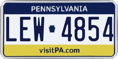 PA license plate LEW4854