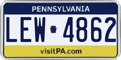 PA license plate LEW4862