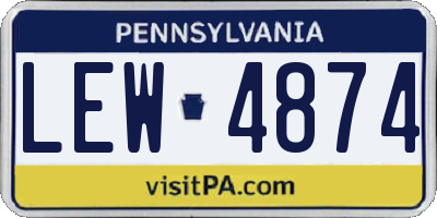 PA license plate LEW4874