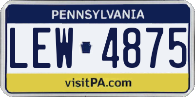 PA license plate LEW4875