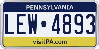 PA license plate LEW4893