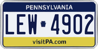 PA license plate LEW4902