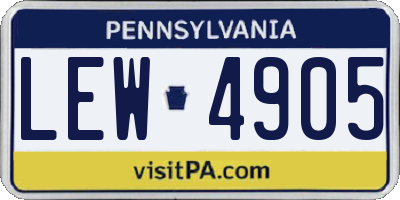 PA license plate LEW4905