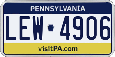 PA license plate LEW4906