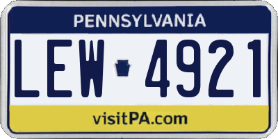 PA license plate LEW4921