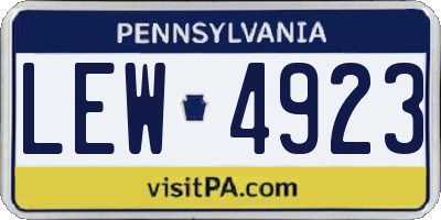 PA license plate LEW4923