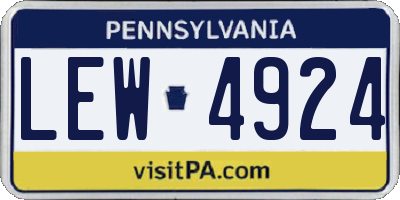 PA license plate LEW4924