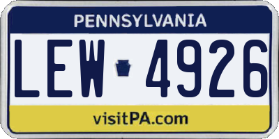 PA license plate LEW4926