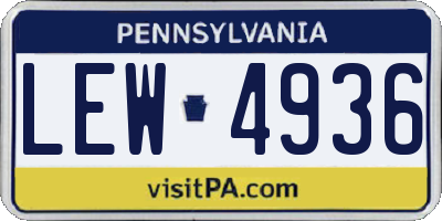 PA license plate LEW4936