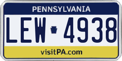 PA license plate LEW4938