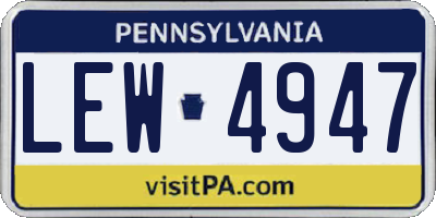 PA license plate LEW4947