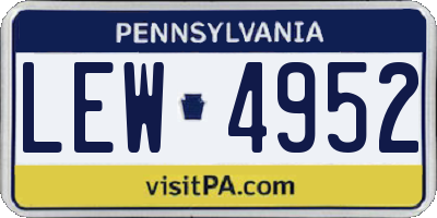 PA license plate LEW4952