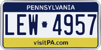 PA license plate LEW4957
