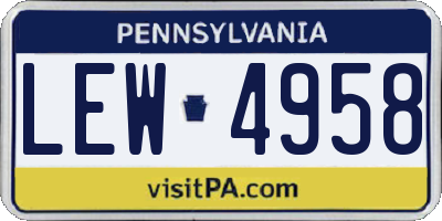 PA license plate LEW4958