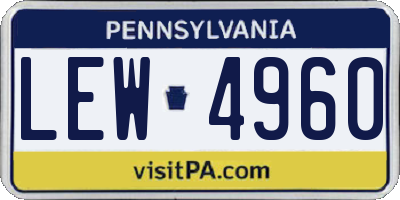 PA license plate LEW4960