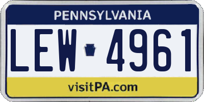 PA license plate LEW4961