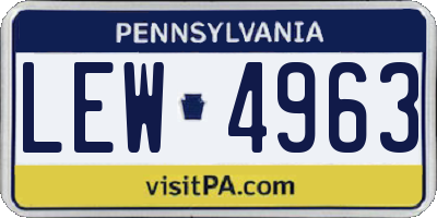 PA license plate LEW4963