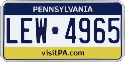 PA license plate LEW4965