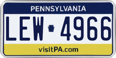 PA license plate LEW4966