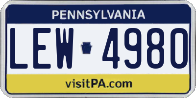 PA license plate LEW4980
