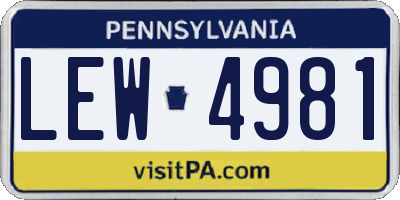 PA license plate LEW4981