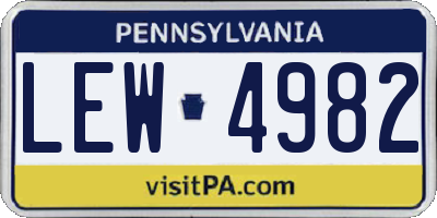 PA license plate LEW4982