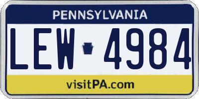 PA license plate LEW4984